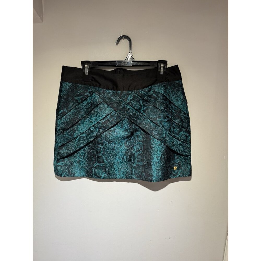 Botswana Elegant Teal and Black Women's Mini Skirt Size M Made Brazil
